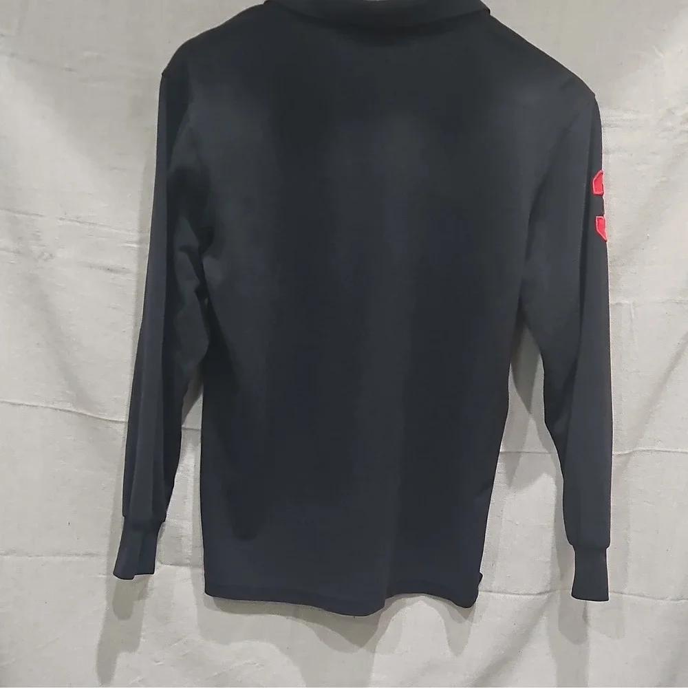 Ralph Lauren Big Pony Black Men's Polo Shirt M Solid Long Sleeve Button Collar